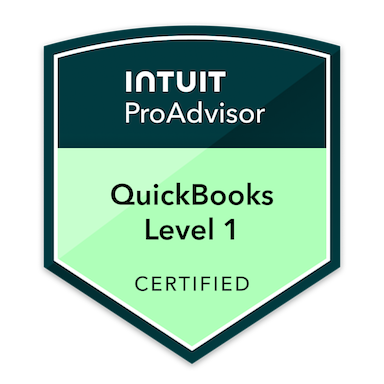 Intuit ProAdvisor QuickBooks Level 1 Certified badge